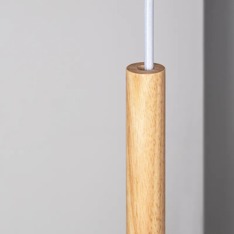 Plafonnier triple suspensions bois et métal culot e27