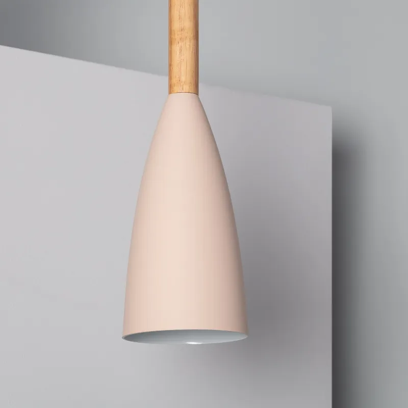 Plafonnier triple suspensions bois et métal culot e27