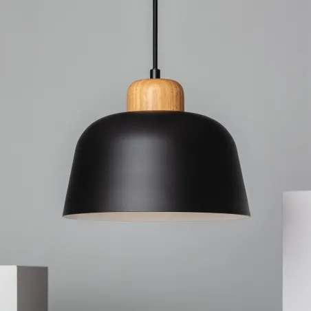 Plafonnier suspensions bois et métal culot e27