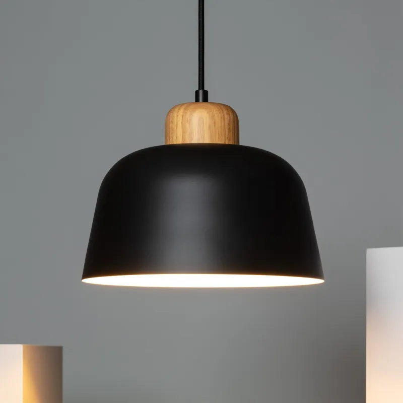 Plafonnier suspensions bois et métal culot e27