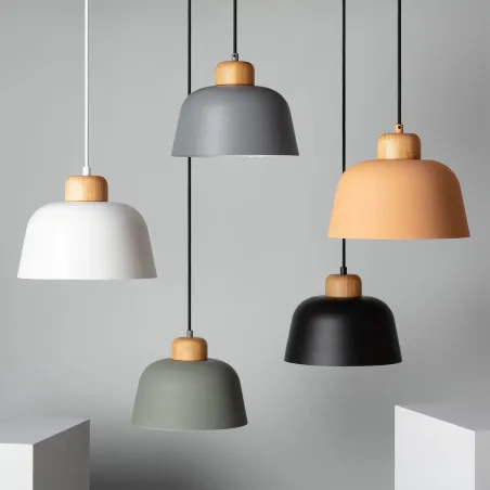 Plafonnier suspensions bois et métal culot e27