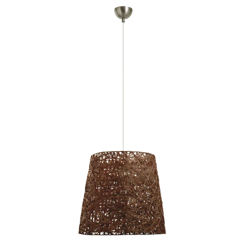 Pendant  FIMET IP20 E27 60W 60cms Fibre naturelle marron - Pas cher