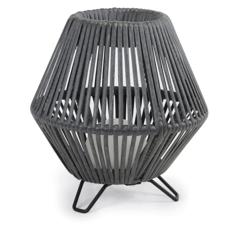 Luminaire sol NELL E27 LED Ø56cm H.53cm Ratán Grafito - Pas cher