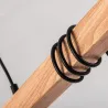 Plafonnier triple suspensions culot e27 bois et cage noire