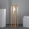 Lampadaire a poser cube bois douille blanche suspendu culot e27