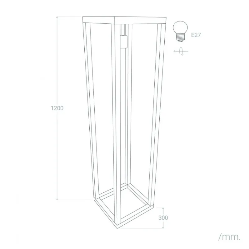 Lampadaire a poser cube bois douille blanche suspendu culot e27