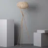 Lampadaire a poser bois rotin douille culot e27