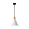 Plafonnier suspension métal blanc et bois culot e27