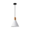 Plafonnier suspension métal blanc et bois culot e27