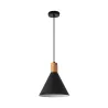 Plafonnier suspension métal noir et bois culot e27