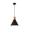 Plafonnier suspension métal noir et bois culot e27
