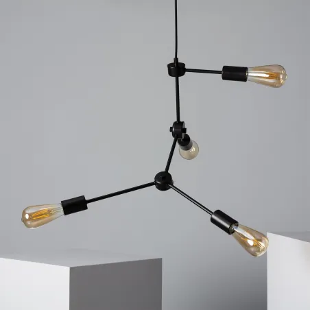 Suspension métal noir 4 ampoules culot e27