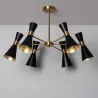 Plafonnier 6 têtes orientable métal noir et doré culot e27