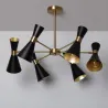 Plafonnier 6 têtes orientable métal noir et doré culot e27