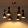 Plafonnier 6 têtes orientable métal noir et doré culot e27