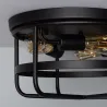Plafonnier rond noir 3 têtes culot e27