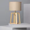 Lampe de table chevet pied bois-culot e27 abat-jour noir-blanc-bleu-vert-beige