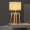 Lampe de table chevet pied bois-culot e27 abat-jour noir-blanc-bleu-vert-beige