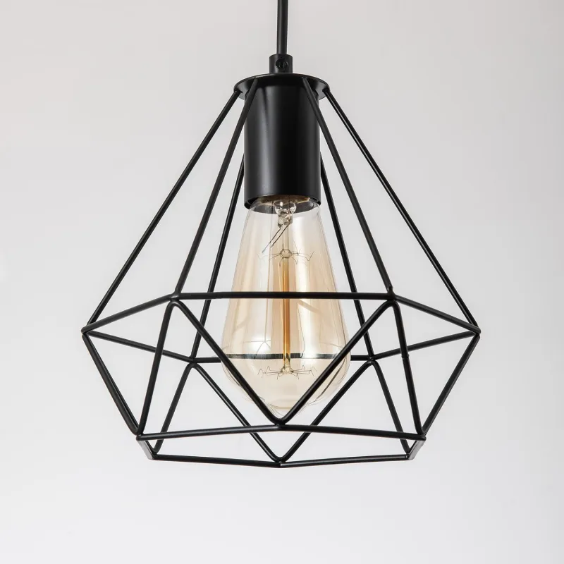 Lampe de chevet table pied métal noir culot e27 bois et cage