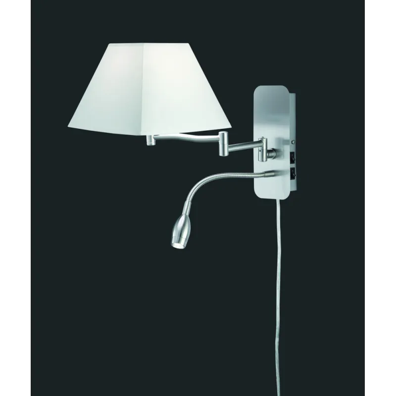 TRIO Applique intérieur nickel mat et blanc HOTEL - Pas cher