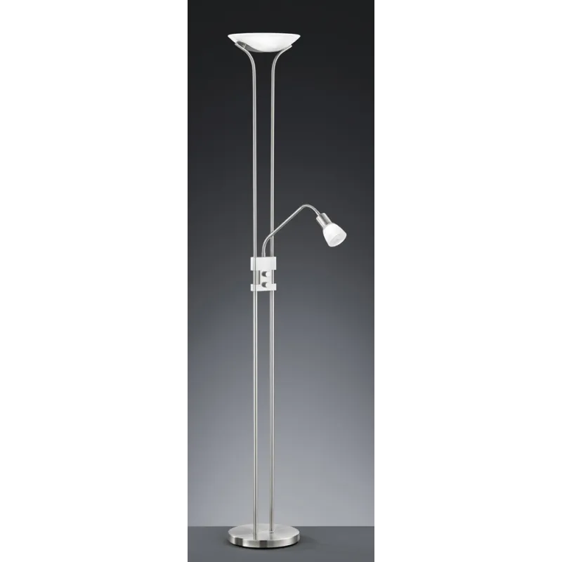 TRIO Lampadaire intérieur nickel mat et albâtre SANTO II - Pas cher