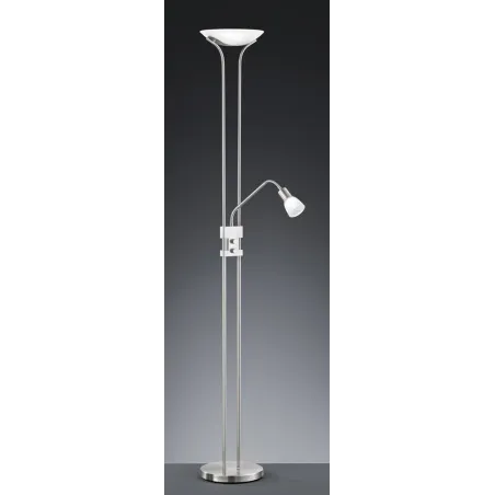 TRIO Lampadaire intérieur nickel mat et albâtre SANTO II - Pas cher