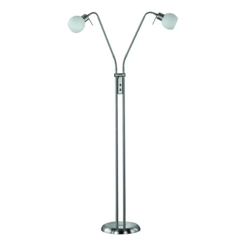 TRIO Lampadaire intérieur nickel mat et blanc FREDDY - Pas cher
