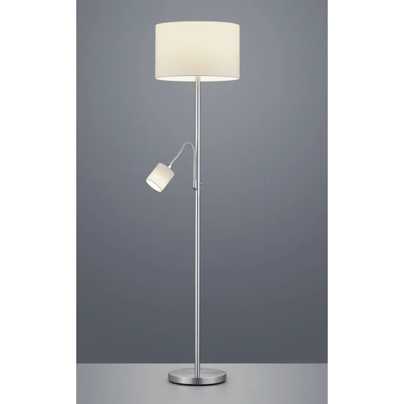TRIO Lampadaire intérieur nickel mat et blanc HOTEL - Pas cher