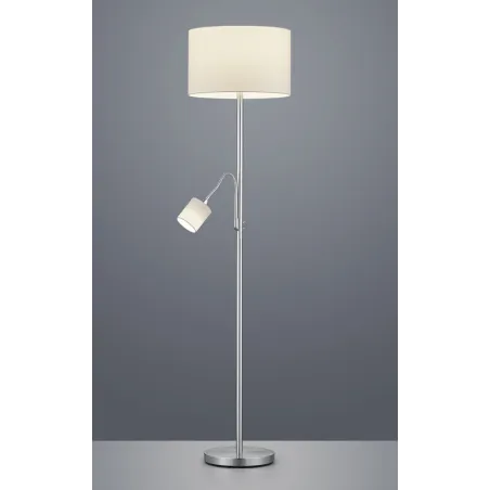 TRIO Lampadaire intérieur nickel mat et blanc HOTEL - Pas cher