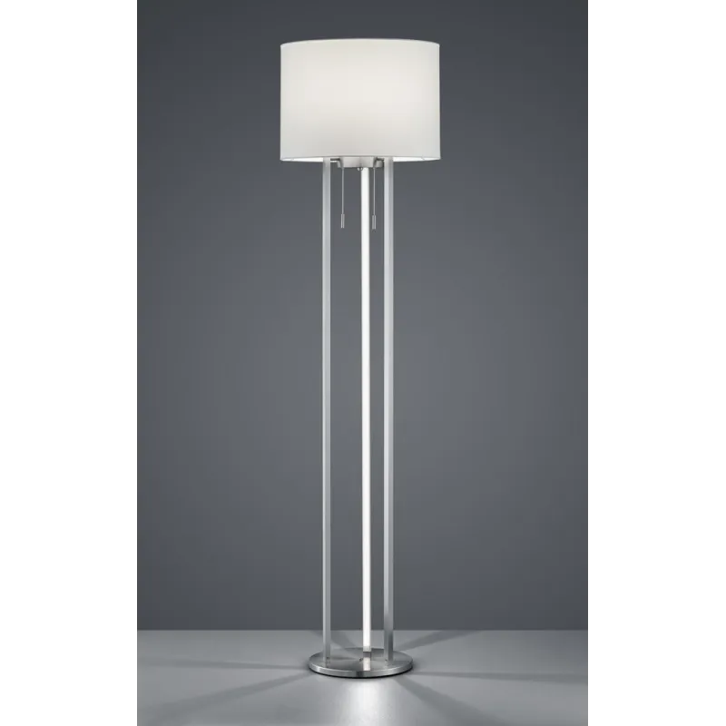 TRIO Lampadaire intérieur nickel mat et blanc TANDORI - Pas cher