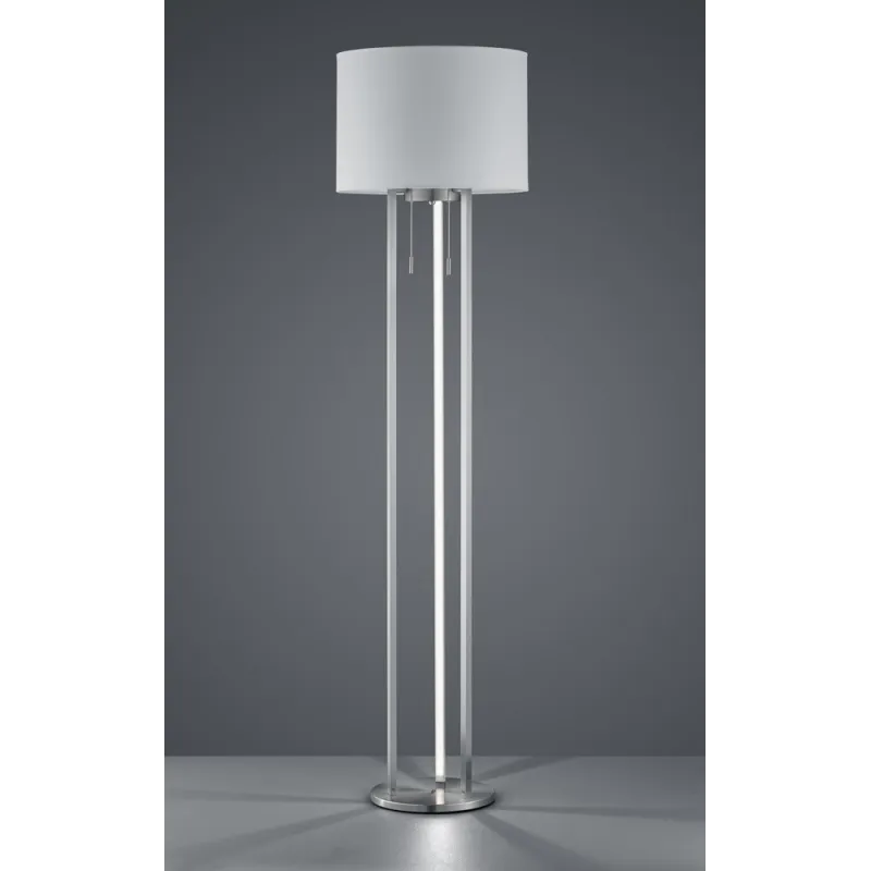 TRIO Lampadaire intérieur nickel mat et blanc TANDORI - Pas cher