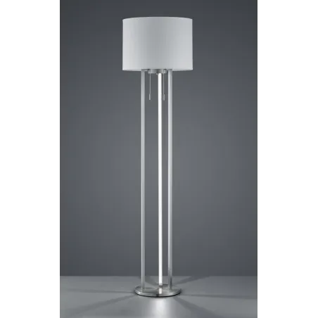 TRIO Lampadaire intérieur nickel mat et blanc TANDORI - Pas cher