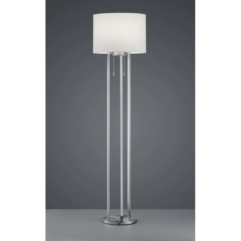 TRIO Lampadaire intérieur nickel mat et blanc TANDORI - Pas cher
