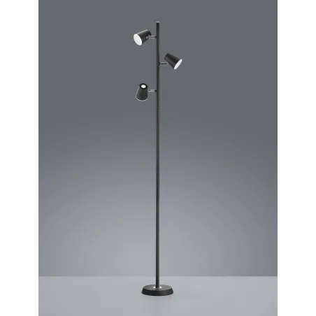 TRIO Lampadaire intérieur noir mat et blanc NARCOS - Pas cher