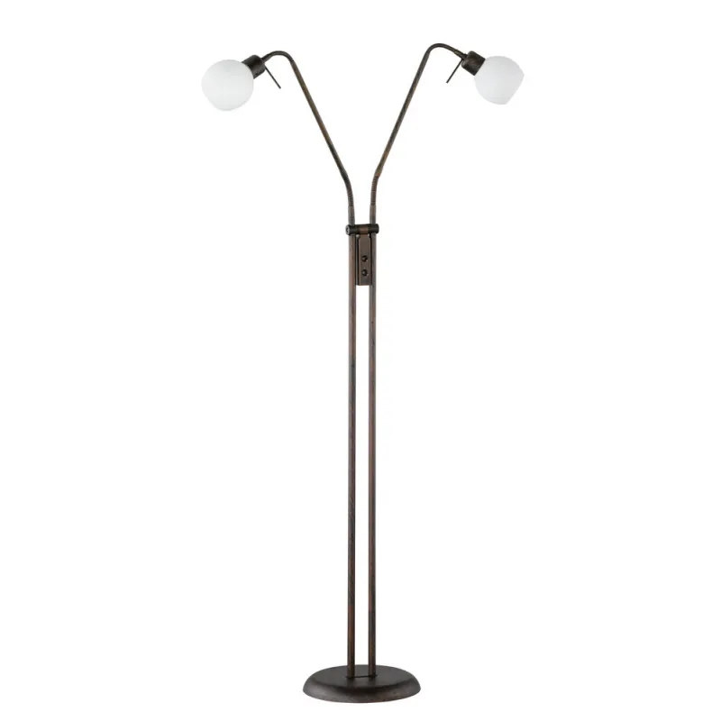 TRIO Lampadaire intérieur rouille antique et blanc FREDDY - Pas cher