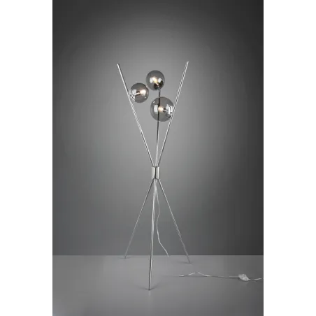TRIO Lampadaire intérieur chrome et fumé LANCE - Pas cher