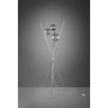 TRIO Lampadaire intérieur chrome et fumé LANCE - Pas cher