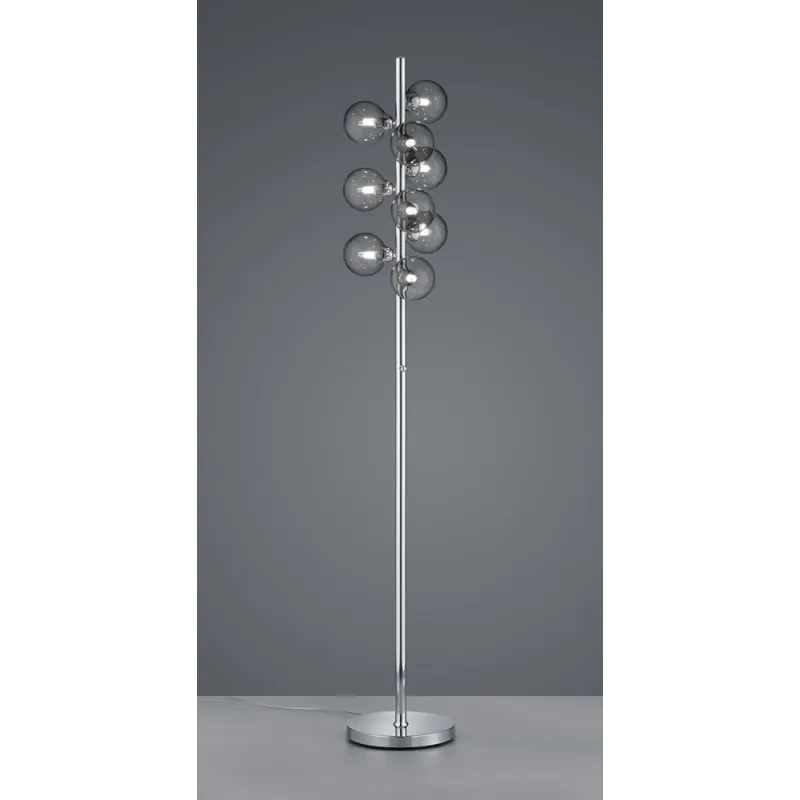 TRIO Lampadaire intérieur chrome et fumé ALICIA - Pas cher