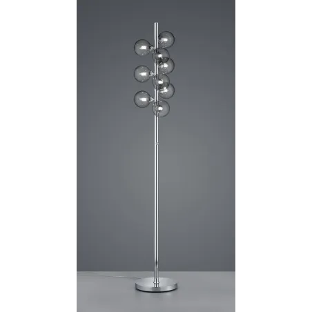 TRIO Lampadaire intérieur chrome et fumé ALICIA - Pas cher