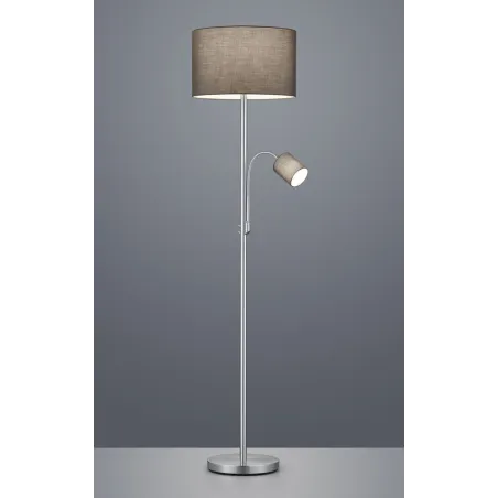 TRIO Lampadaire intérieur nickel mat et gris HOTEL - Pas cher
