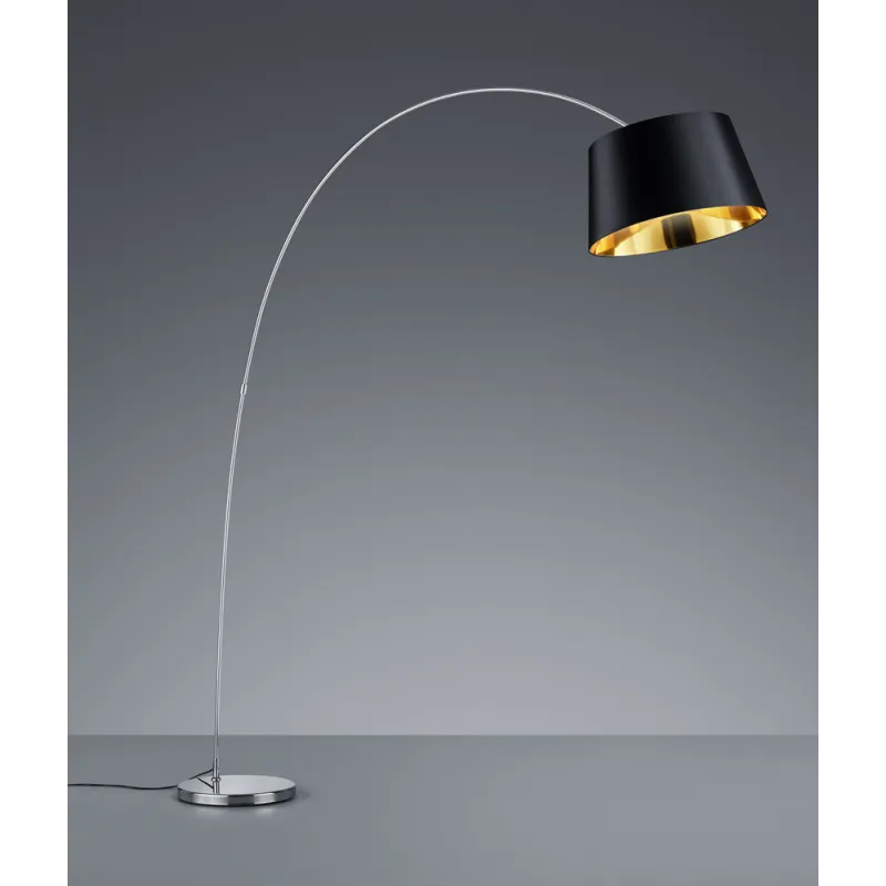 TRIO Lampadaire intérieur chrome et noir LINZ - Pas cher