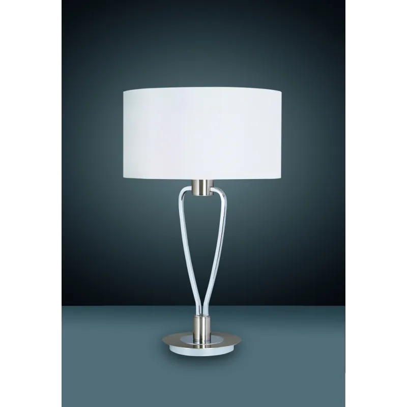 TRIO Lampe de table intérieur nickel mat et blanc PARIS II - Pas cher