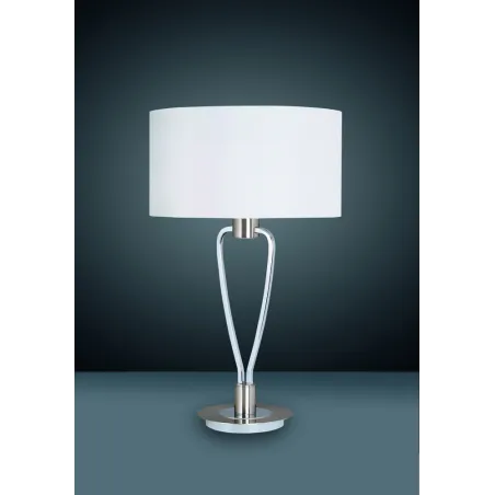 TRIO Lampe de table intérieur nickel mat et blanc PARIS II - Pas cher
