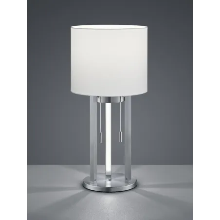 TRIO Lampe de table intérieur nickel mat et blanc TANDORI - Pas cher