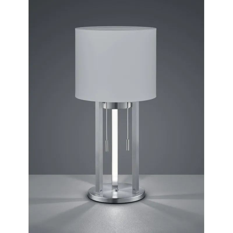 TRIO Lampe de table intérieur nickel mat et blanc TANDORI - Pas cher