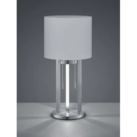 TRIO Lampe de table intérieur nickel mat et blanc TANDORI - Pas cher