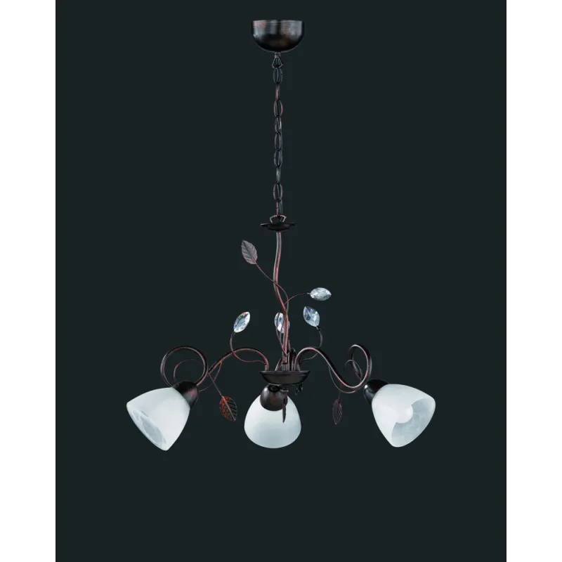 TRIO Lustre intérieur rouille antique et albâtre TRADITIO - Pas cher
