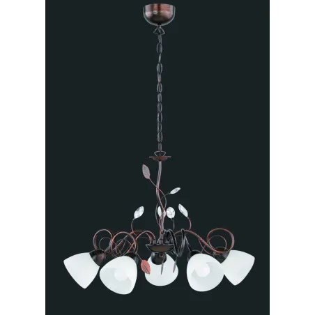 TRIO Lustre intérieur rouille antique et albâtre TRADITIO - Pas cher