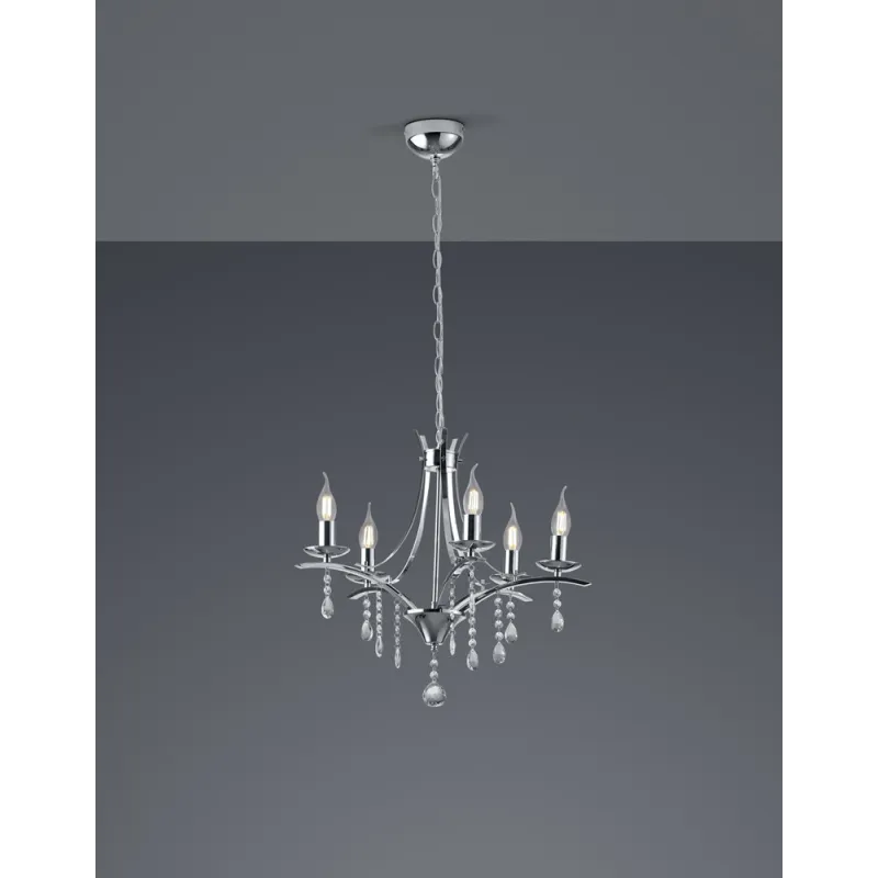 TRIO Lustre intérieur chrome LUCERNA - Pas cher