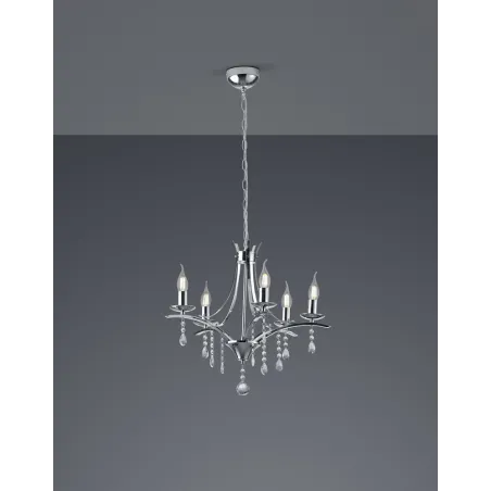 TRIO Lustre intérieur chrome LUCERNA - Pas cher